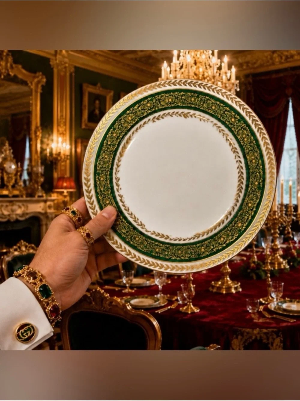 GOLD c. 1900 France T&V Tressemann & Vogt Limoges Antique Porcelain Dinner Plate